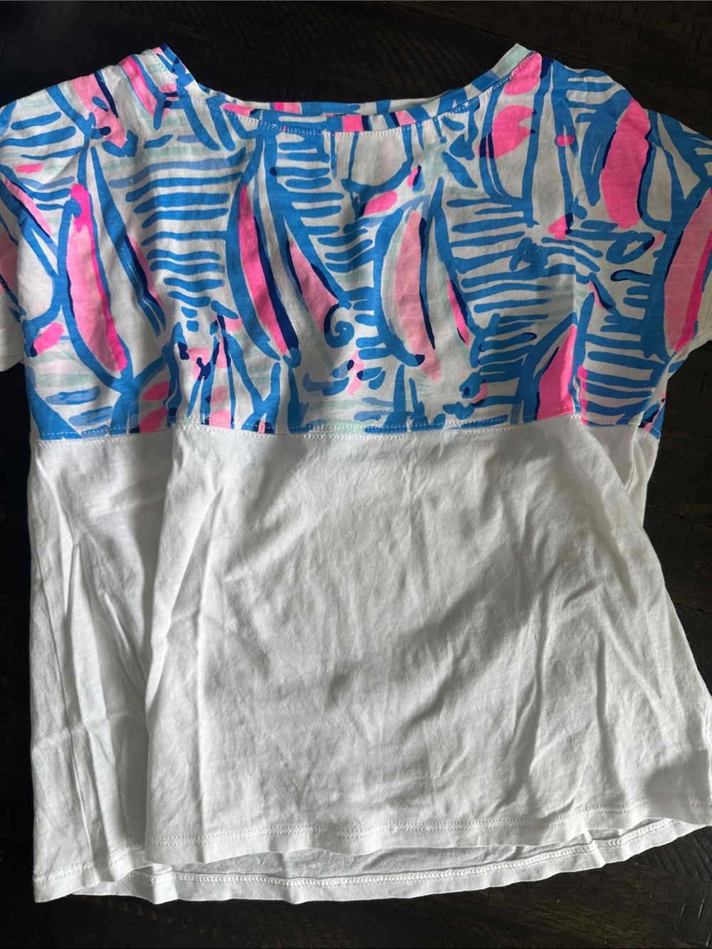 Lilly Pulitzer Long Sleeve Tee in White, Blue & Pink